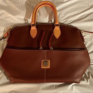 Dooney & Bourke Reddish brown Pebbled Leather Dillen Double Pocket Satchel
